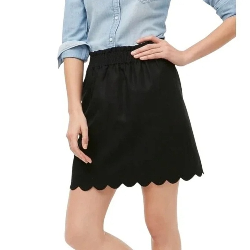 J. Crew Black Mini Skirt with Scalloped Hem
